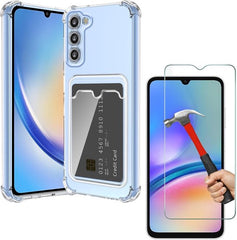 Samsung Galaxy A25 Hoesjes – TPU Backcover met Pasjeshouder – Schokbestendig – Inclusief Screenprotector – Transparant