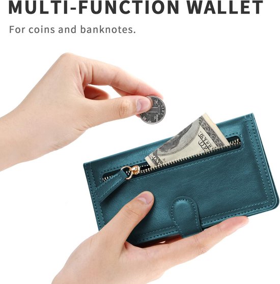 Premium Vintage Wallet Hoesje Geschikt voor Samsung Galaxy A03s - Blauw