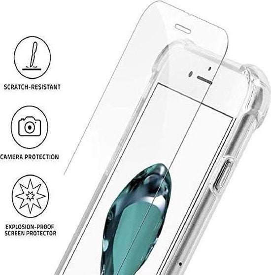 iPhone 7 Plus/8 Plus Hoesjes – Schokbestendige Siliconen Backcover – 2 Pack Screenprotector Gehard Glas – Transparant-Ilumina Benelux