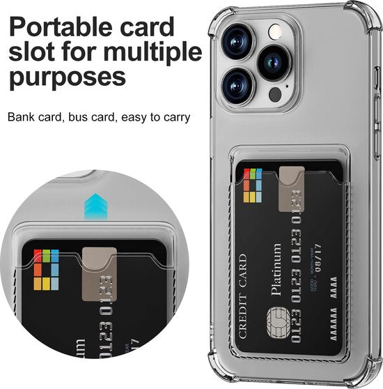 iPhone 13 Pro Hoesjes – TPU Backcover – Schokbestendig – Pasjeshouder – Grijs