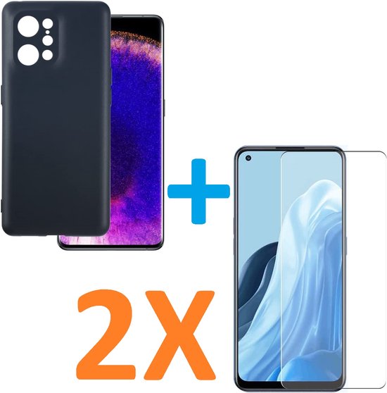 Oppo Find X5 Hoesjes – Soft TPU Siliconen Backcover – Inclusief 2x Screenprotector – Schokbestendig – Zwart-Ilumina Benelux