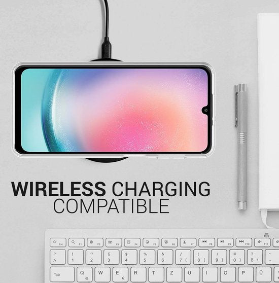 Samsung Galaxy A25 Hoesjes – Transparante Siliconen Backcover – 2x Screenprotector Gehard Glas – Anti Kras – Transparant