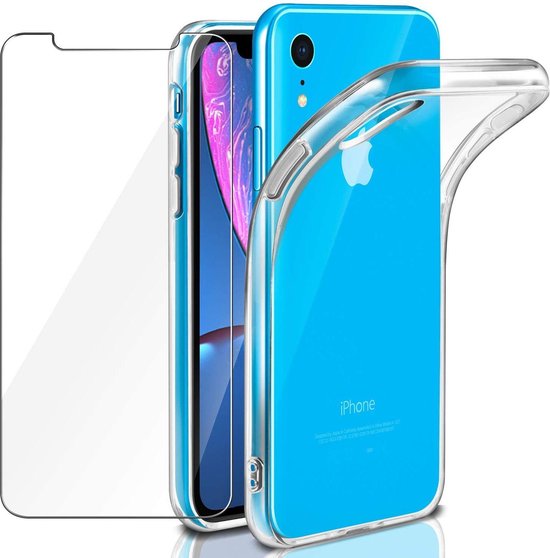 iPhone XR Hoesjes – Transparante TPU Siliconen Backcover – Inclusief 2x Gehard Glas Screenprotector – Anti-kras-Ilumina Benelux