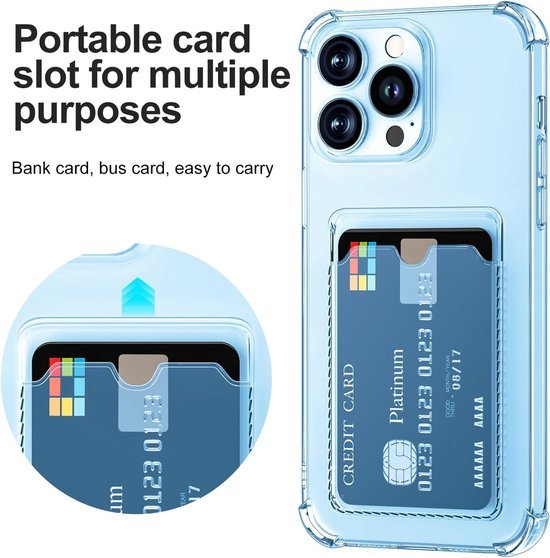 iPhone 13 Pro Max Hoesjes – TPU Backcover – Schokbestendig – Pasjeshouder – Blauw-Ilumina Benelux