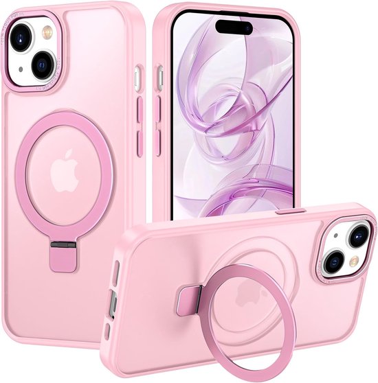 iPhone 16E Hoesjes – MagSafe Backcover met Standaard – Schokbestendig – Roze-Ilumina Benelux