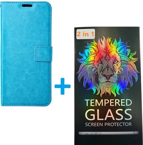 Oppo Reno 4Z 5G Hoesjes – Portemonnee Book Case – Pasjeshouder – 2x Gehard Glas Screenprotector – Turquoise-Ilumina Benelux