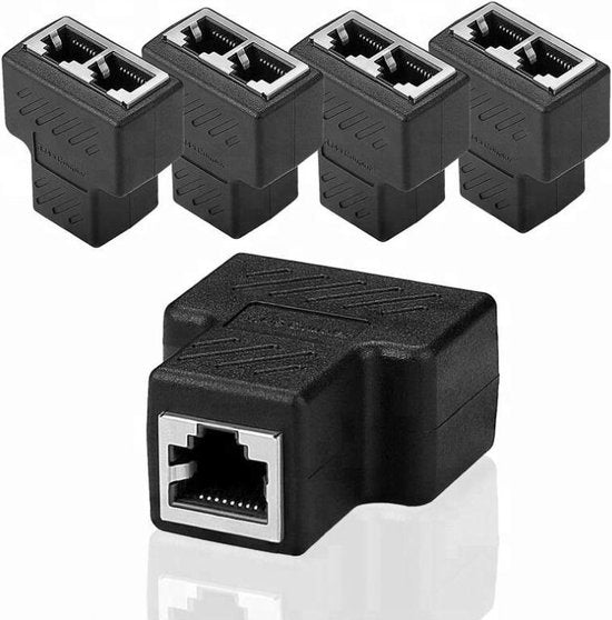 RJ45 Splitter – 1 naar 2 Ethernet LAN Adapter – Netwerk Connector – Compact – Zwart-Ilumina Benelux