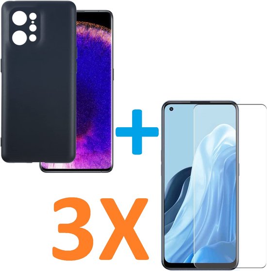 Oppo Find X5 Hoesjes – Soft TPU Siliconen Backcover – Inclusief 3x Screenprotector – Schokbestendig – Zwart-Ilumina Benelux