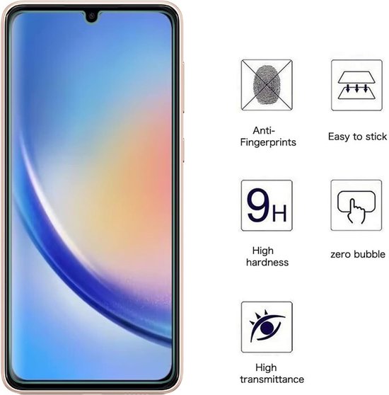 Samsung Galaxy A34 Hoesjes – Transparante Siliconen Backcover – Schokbestendig – Inclusief 2x Screenprotector Gehard Glas-Ilumina Benelux