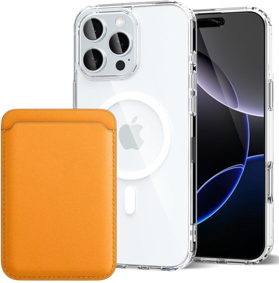 iPhone 16 Pro Hoesjes – Anti-Shock Backcover met MagSafe – Magnetische Pasjeshouder – Zonnegeel-Ilumina Benelux