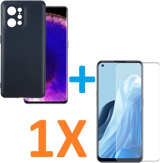 Oppo Find X5 Hoesjes – Soft TPU Siliconen Backcover + Screenprotector – Schokbestendig – Zwart-Ilumina Benelux