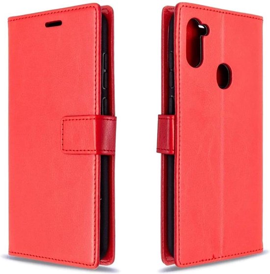 Samsung Galaxy A11 Hoesjes – Portemonnee Hoes – 2 Pack Screenprotector – Pasjeshouder – Rood-Ilumina Benelux
