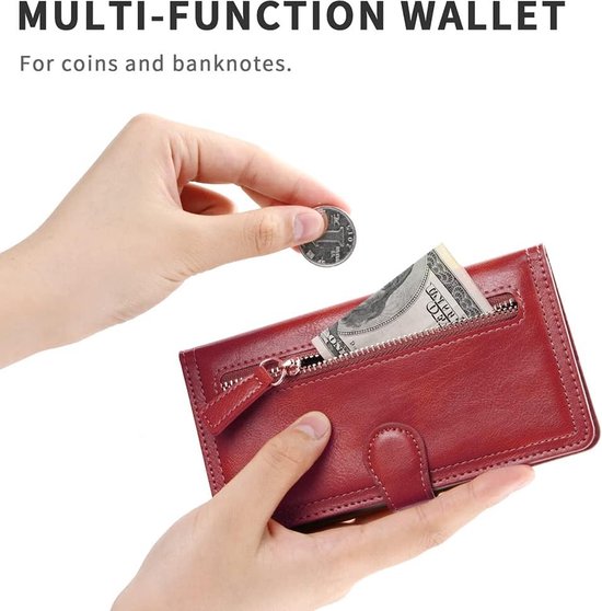 Samsung Galaxy A34 5G Hoesjes – Vintage Portemonnee Hoes – Pasjeshouder – Magneetsluiting – Rood