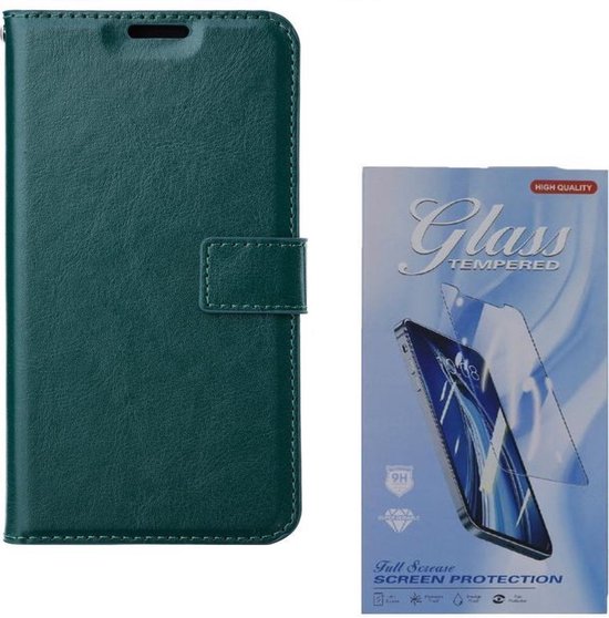 Xiaomi Redmi 12C Hoesjes – Portemonnee Bookcase – Pasjeshouder – 2x Screenprotector – Groen-Ilumina Benelux
