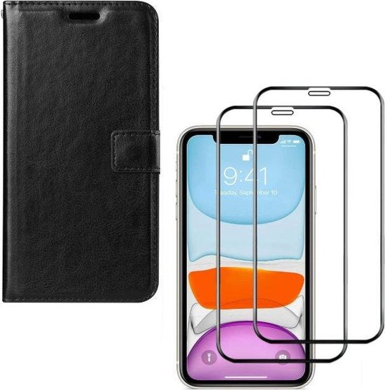 iPhone 11 Pro Max Hoesjes – Portemonnee Bookcase – Magneetsluiting – 2x Full Screenprotector – Zwart-Ilumina Benelux