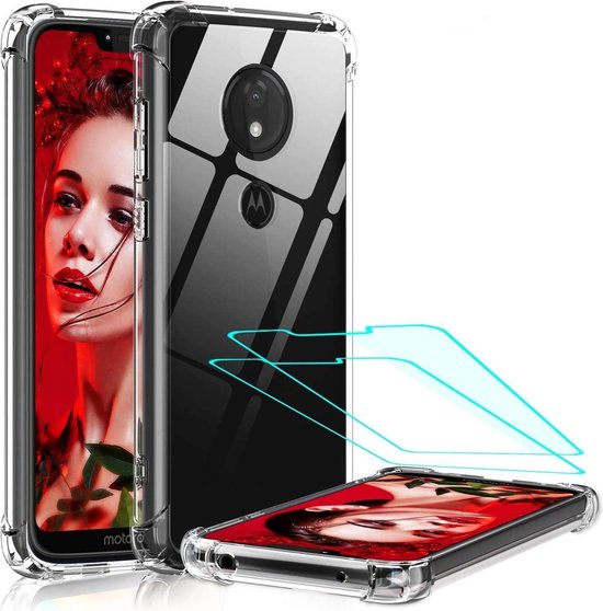 Motorola Moto G7 Power Hoesjes – Siliconen Backcover – Schokbestendig – Transparant – 2x Screenprotector-Ilumina Benelux