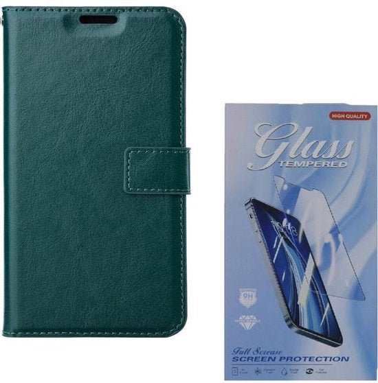 Nokia 1.4 Hoesjes – Bookcase Portemonnee Hoes – Magneetsluiting – Inclusief Screenprotector – Groen-Ilumina Benelux