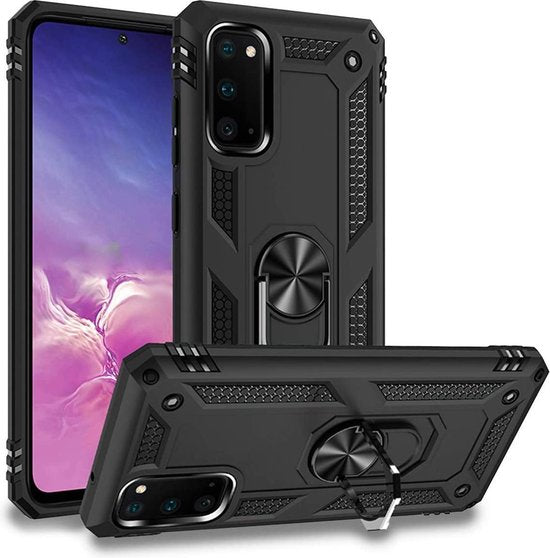 Samsung Galaxy S20 Hoesjes – Anti-Shock Hybride Ring Armor Backcover – Schokbestendig – Zwart-Ilumina Benelux