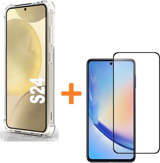 Samsung Galaxy S24 Hoesjes – Anti-Shock Siliconen Backcover – Schokbestendig – Inclusief 2x Screenprotector Gehard Glas – Transparant-Ilumina Benelux