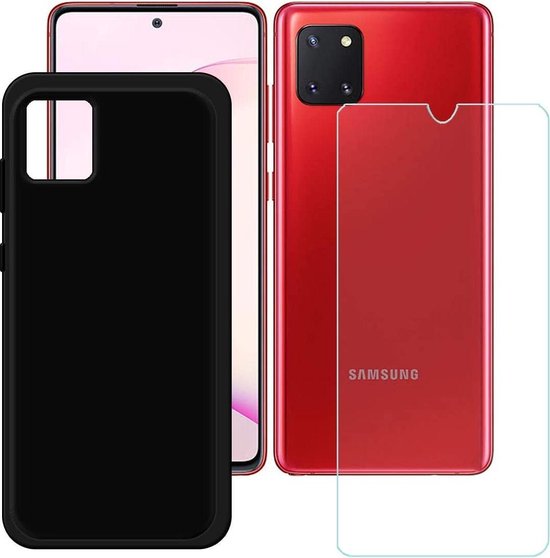 Samsung Galaxy Note 10 Lite Hoesjes – Siliconen Backcover – Inclusief 2x Screenprotector Gehard Glas – Zwart-Ilumina Benelux
