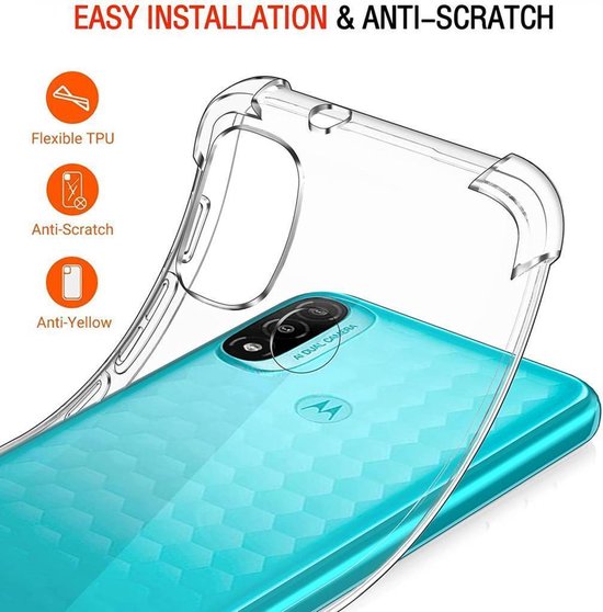 Shockproof Soft TPU hoesje Silicone Case Geschikt voor: Motorola Moto E20 / E30 / E40 met 2X Screenprotector