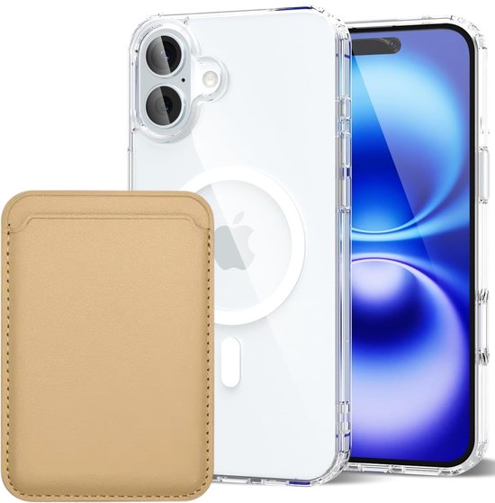iPhone 16 Hoesjes – Anti-Shock Backcover met MagSafe – Magnetische Pasjeshouder – Goud-Ilumina Benelux