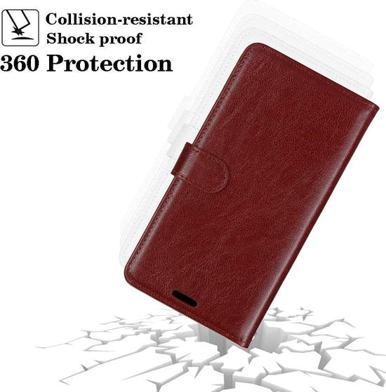 Motorola Moto G8 Plus Hoesjes – Portemonnee Book Case – Magneetsluiting – 2x Screenprotector – Bruin