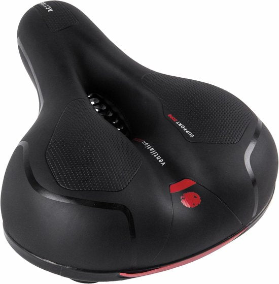 Fietszadel – Ergonomisch Breed Tourzadel – Traagschuim Langzame Rebound – Hol Design – Unisex Zwart-Ilumina Benelux