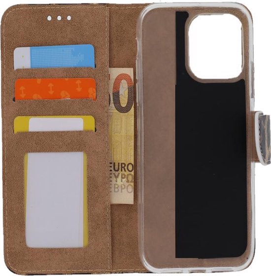 iPhone 14 Pro Max Hoesjes – Portemonnee Book Case – Pasjeshouder – Magneetsluiting – Luipaard Print-Ilumina Benelux
