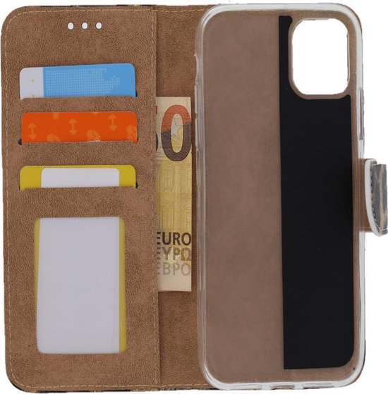 iPhone 12 mini Hoesjes – Bookcase Portemonnee – Luipaardprint – Magneetsluiting – Inclusief 2x Screenprotector-Ilumina Benelux