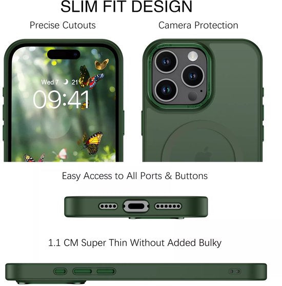 iPhone 17 Pro Max Hoesjes – Matte Backcover – MagSafe Compatibel – Schokbestendig – Groen