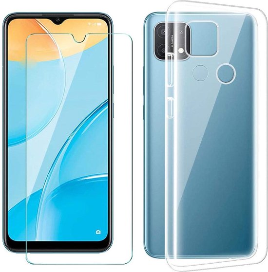 Oppo A15 Hoesjes – Transparante Siliconen Backcover – 2 Pack Screenprotector – Gehard Glas-Ilumina Benelux