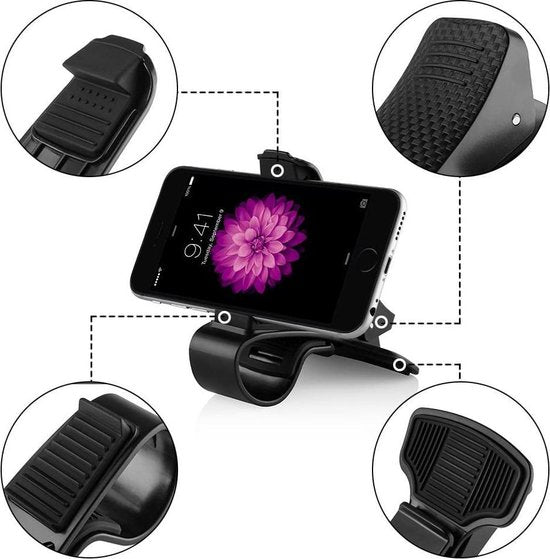 Telefoonhouder auto – Dashboard Autohouder – Universeel Smartphonehouder – Verstelbaar – Zwart-Telefoonhouders-Ilumina Benelux