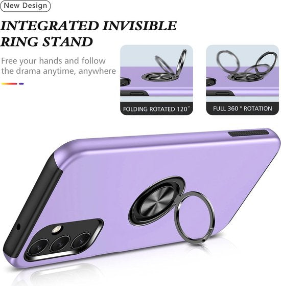 Samsung Galaxy A13 5G / A04s Hoesjes – Harde Backcover met Vingerring – Anti-drop – Paars-Ilumina Benelux