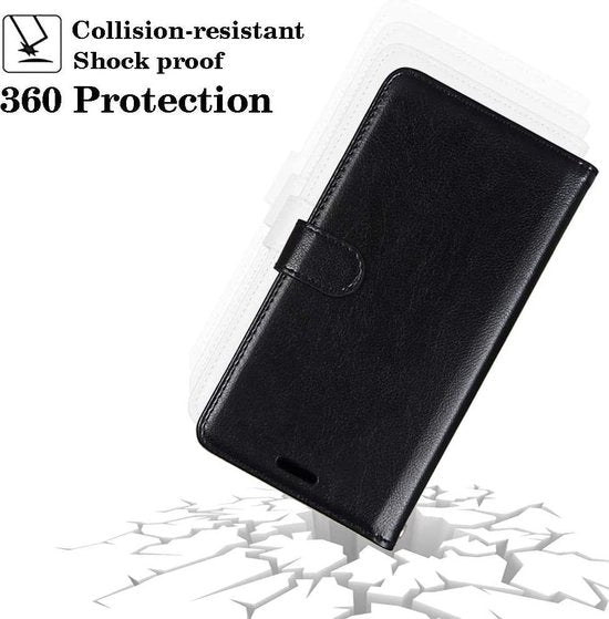 Motorola Moto G8 Plus Hoesjes – Portemonnee Book Case – Pasjeshouder – Magneetsluiting – Zwart-Ilumina Benelux