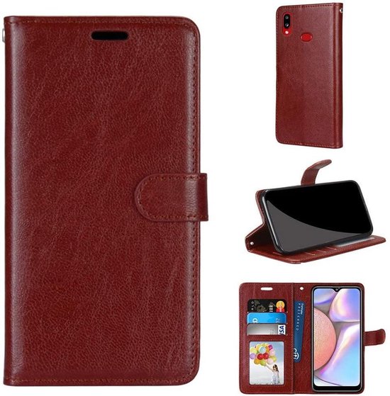 Samsung Galaxy A10s Hoesjes – Portemonnee Hoes – Pasjeshouder – Bookcase – Bruin-Ilumina Benelux
