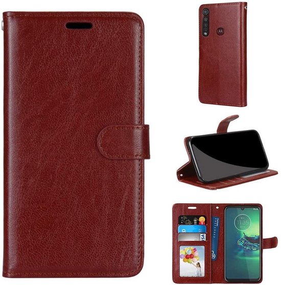 Motorola Moto G8 Plus Hoesjes – Portemonnee Book Case – Magneetsluiting – 2x Screenprotector – Bruin