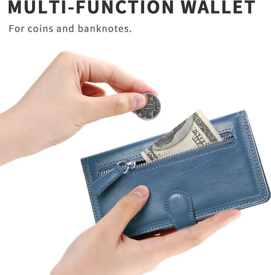 Premium Vintage Wallet Hoesje Geschikt voor Samsung Galaxy S23 - Blauw