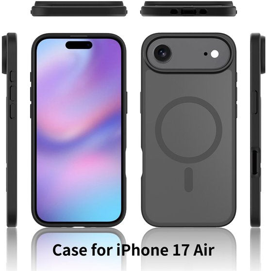 iPhone Air Hoesjes – Transparante Matte Bumper Backcover – MagSafe – Slank & Schokbestendig – Zwart-Ilumina Benelux