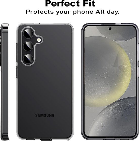 Samsung Galaxy S24 Plus Hoesjes – Transparante Siliconen Backcover – Inclusief 2x Screenprotector Gehard Glas – Anti-kras-Ilumina Benelux