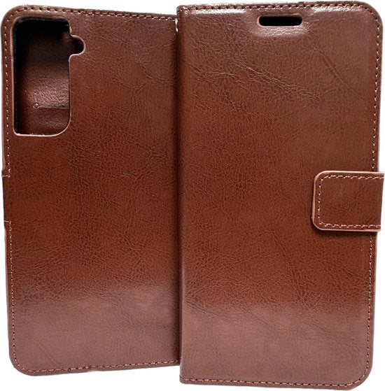 Portemonnee Hoesje - 2 Pack Screenprotector Geschikt voor: Samsung Galaxy S22 S901 - Bruin