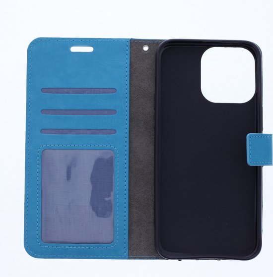 iPhone 16 Pro Hoesjes – Portemonnee Hoes – Pasjeshouder – Magneetsluiting – Turquoise-Ilumina Benelux