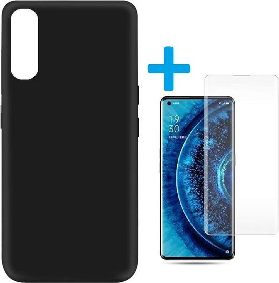 OPPO Find X2 Neo Hoesjes – Siliconen Backcover – 2x Screenprotector Gehard Glas – Anti Kras – Zwart-Ilumina Benelux