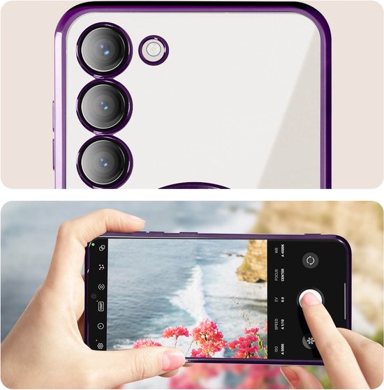 Samsung Galaxy S23 Hoesjes – Magsafe Compatibel – Backcover met Chromen Rand – Paars-Ilumina Benelux