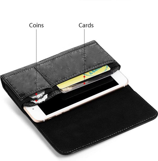 Samsung Galaxy S22/S23/S24/S25 Hoesjes – Horizontale Holster Heuptas – Portemonnee – Magneetsluiting – Zwart