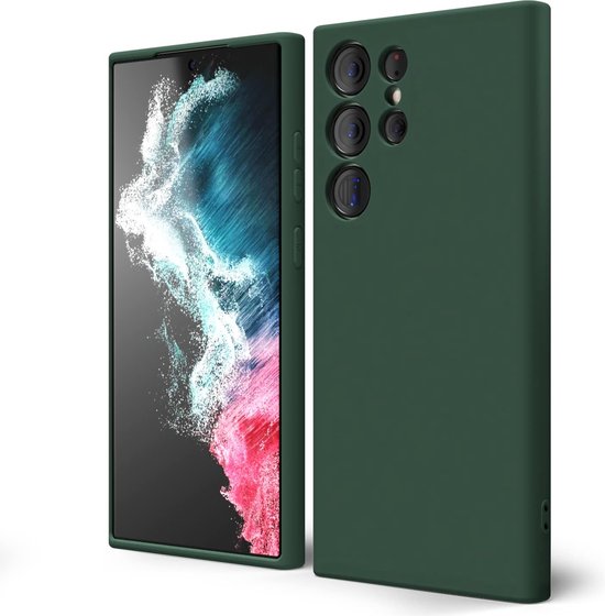 Samsung Galaxy S22 Ultra Hoesjes – Liquid Solid Siliconen Backcover – Schokbestendig – Groen-Ilumina Benelux