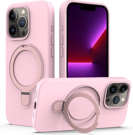 iPhone 14 Hoesjes – MagSafe Backcover – Magnetische Standaard – Roze-Ilumina Benelux
