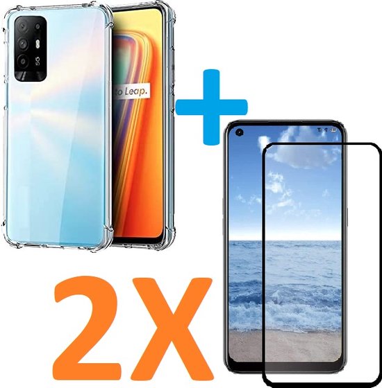 Oppo A94 5G Hoesjes – Siliconen Backcover – Schokbestendig – Transparant + 2x Screenprotector Gehard Glas – Anti Kras-Ilumina Benelux