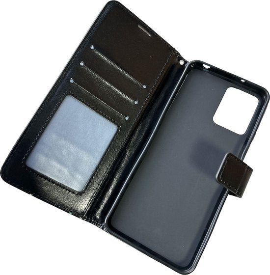 Motorola Moto G23 Hoesjes – Portemonnee Bookcase – Pasjeshouder – Magneetsluiting – Zwart-Ilumina Benelux