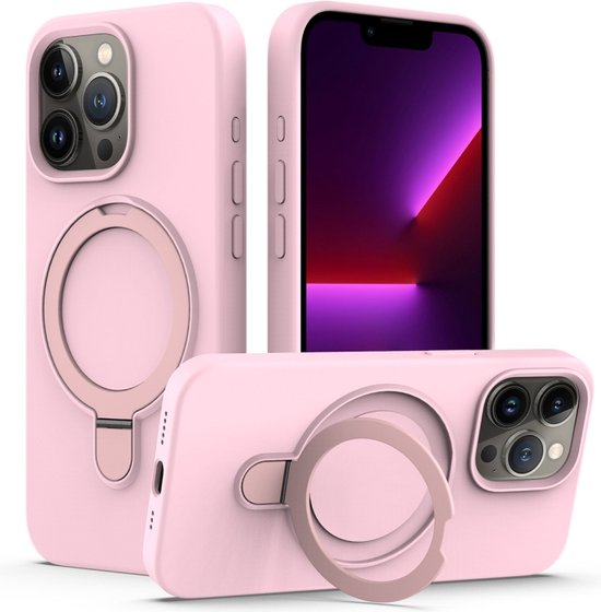 iPhone 14 Pro Max Hoesjes – MagSafe Backcover – Magnetische Standaard – Roze-Ilumina Benelux